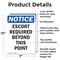 Signmission Escort Required Beyond This Point OSHA Notice Sign, Aluminum, 7in W x 10in L, 2PK OS-2PACK-NS-A-710-V-12160 - alternate 3